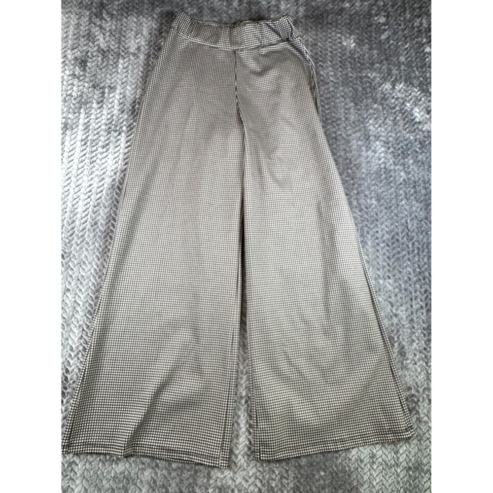 Piazza Italia Pants Womens S Black Houndstooth Stretch High Rise Elastic Waist